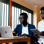 Empowering the Next Generation**

A group of young Burkinabè entrepreneurs brainstorming in a modern co-working space in Ouagadougou, fully clothed in professional attire, using laptops and tablets, sunlight streaming through the windows, safe for work, appropriate content, perfect anatomy, natural proportions, professional, modest, family-friendly.

**
